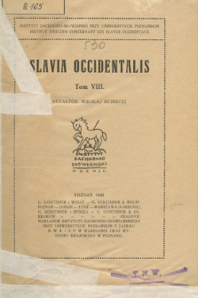 Slavia Occidentalis. T. 8 (1929)