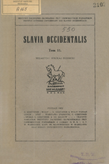 Slavia Occidentalis. T. 11 (1932)