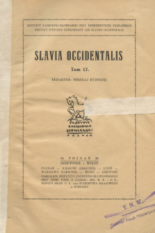 Slavia Occidentalis. T.17 (1938)