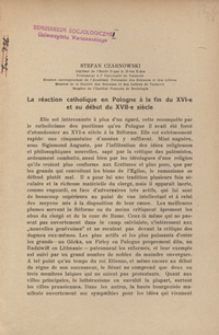 La réaction catholique en Pologne à la fin du XVI-e et au début du XVII-siècle