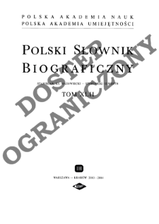 Polski słownik biograficzny T. 42 (2003-2004), Stanisław, książę mazowiecki - Stawiarski Seweryn, Część wstępna