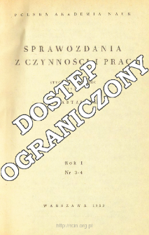 Sprawozdania z Czynności i Prac. Rok I. Nr 3-4