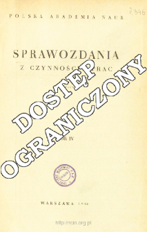 Sprawozdania z Czynności i Prac. Rok IV. Spis treści i okładki