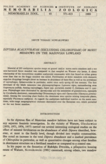 Diptera Acalyptratae (excluding Chloropidae) of moist meadows on the Mazovian Lowland