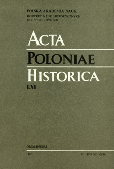 Acta Poloniae Historica. T. 61 (1990), Strony tytułowe, Spis treści