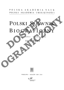 Polski słownik biograficzny T. 46 (2009-2010), Surmacki Leopold - Szaniawski Jozafat (Józefat) Konstanty, Część wstępna