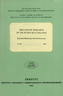 Bioclimatic research of the human heat balance = Bioklimatyczne badania bilansu cieplnego człowieka