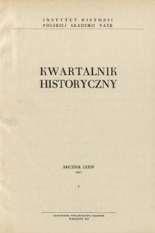 Kwartalnik Historyczny R. 74 nr 2 (1967), Strony tytułowe, spis treści