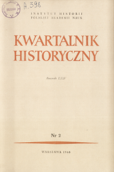 Kwartalnik Historyczny R. 75 nr 2 (1968), Strony tytułowe, spis treści
