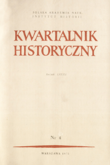 Kwartalnik Historyczny. R. 82 nr 4 (1975), Strony tytułowe, Spis treści