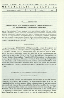 Autonomization of slaves form mixed colonies of Formica sanguinea Latr. & F. polyctena Foerst. (Hymenoptera, Formicidae)