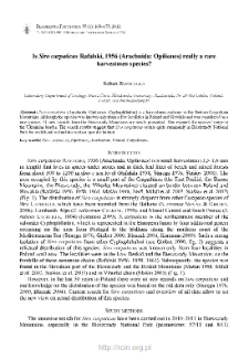 Is Siro carpaticus Rafalski, 1956 (Arachnida: Opiliones) really a rare harvestmen species?