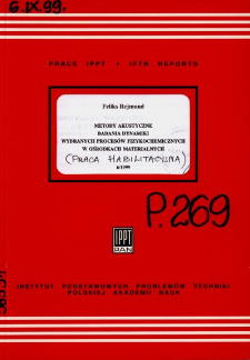 Metody akustyczne badania dynamiki wybranych procesów fizykochemicznych w ośrodkach materialnych