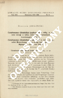 Ceratosoma (Beskidia) jankowskii n. subg., n. sp., nebst Bemerkungen über einige interessanten Diplopoden - Arten aus Polen