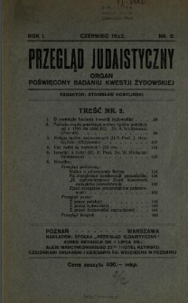 Przegląd Judaistyczny : organ poświęcony badaniu kwestii żydowskiej