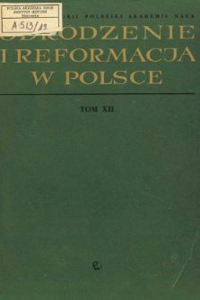 Odrodzenie i Reformacja w Polsce T. 12 (1967), Strony tytułowe, Spis treści, Errata