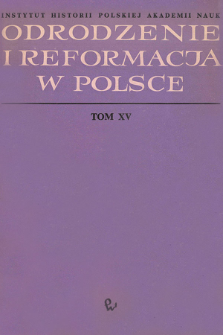 Odrodzenie i Reformacja w Polsce T. 15 (1970), Strony tytułowe, Spis treści