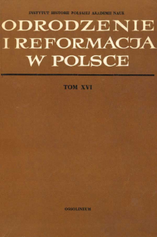 Odrodzenie i Reformacja w Polsce T. 16 (1971), Strony tytułowe, Spis treści, Errata