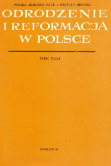 Odrodzenie i Reformacja w Polsce T. 31 (1986), Strony tytułowe, Spis treści