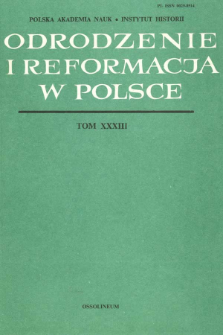 Odrodzenie i Reformacja w Polsce T. 33 (1988), Strony tytułowe, Spis treści