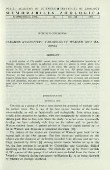 Carabids (Coleoptera, Carabidae) of Warsaw and Mazovia