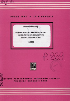 Badanie wpływu wysokości głosu na percepcję syntetycznych samogłosek polskich