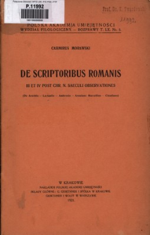 De scriptoribus Romanis III et IV post Chr. n. saeculi observationes : (De Arnobio - Lactantio - Ambrosio - Ammiano Marcellino - Claudiano)