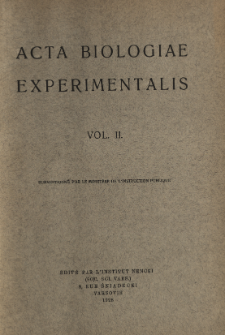 Acta Biologiae Experimentalis. Vol. 2, 1928