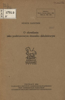 O określaniu jako podstawowym stosunku składniowym