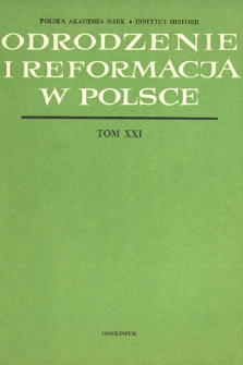 Odrodzenie i Reformacja w Polsce T. 21 (1976), Strony tytułowe, Spis treści