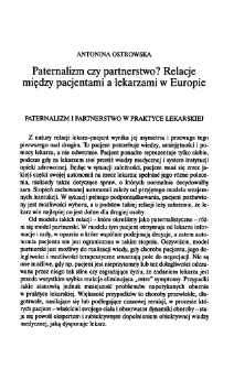 Paternalizm czy partnerstwo? Relacje między pacjentami a lekarzami w Europie