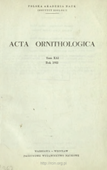 Acta Ornithologica ; vol 21 - Spis treści