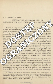 Elektronowy analizator równań różniczkowych "Arr" i niektóre jego zastosowania