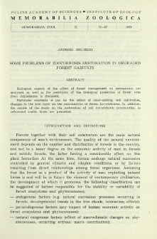 Some problems of zoocoenosis restoration in degraded forest habitats