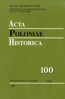Acta Poloniae Historica T. 100 (2009), Strony tytułowe, spis treści