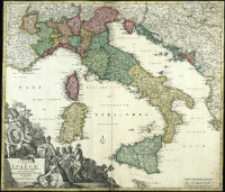 Statuum totius Italiæ novißima repræsentatio geographica simul ehibens Insulas Siciliæ, Sardiniæ, Corsicæ Et Maltæ