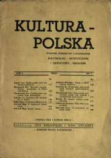 Kultura Polska : tygodnik poświęcony zagadnieniom kulturalno-artystycznym i oswiatowo-szkolnym 1939 [1943] N.4
