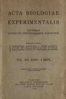 Acta Biologiae Experimentalis. Vol. 12, Fasc. 4