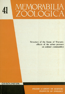 Structure of the fauna of Warsaw : effects of the urban pressure on animal communities. Pt. 1