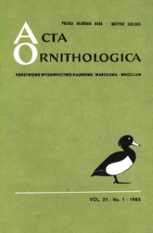 Acta Ornithologica ; vol. 22, no 1 - Spis treści