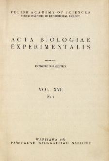 Acta Biologiae Experimentalis. Vol. 17, No 1, 1956