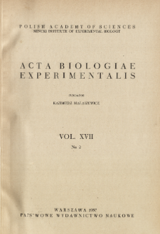 Acta Biologiae Experimentalis. Vol. 17, No 2, 1957