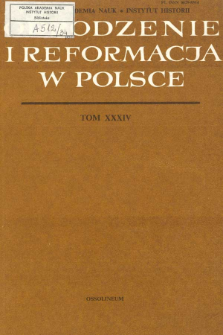 Odrodzenie i Reformacja w Polsce T. 34 (1989), Strony tytułowe, Spis treści
