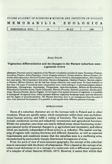 Vegetation differentiation and its changes in the Warsaw suburban zone - a general review