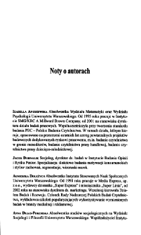 Nowe metody, nowe podejścia badawcze w naukach społecznych. Noty biograficzne o Autorach