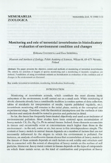 Monitoring and role of terrestrial invertebrates in bioindicatory evaluation of environment condition and changes