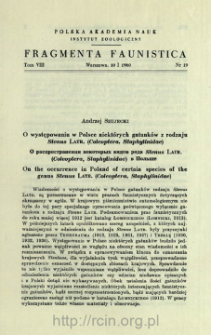 O występowaniu w Polsce niektórych gatunków z rodzaju Stenus Latr. (Coleoptera, Staphylinidae) = O rasprostranenii nekotoryh vidov roda Stenus Latr. (Coleoptera, Straphylinidae) v Pol'še
