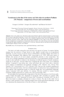 Vertebrates in the diet of the tawny owl Strix aluco in northern Podlasie (NE Poland) - comparison of forest and rural habitats