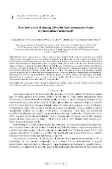 How does a strip of clearing affect the forest community of ants (Hymenoptera: Formicidae)