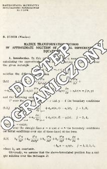 Matrix transformation method of approximate solution of partial differential equations